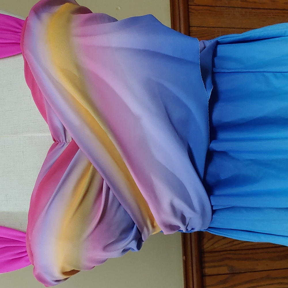 Cover Up and Dress Swimsuit Rainbow Ombre Bra Top NWOT XL - Picture 3 of 14